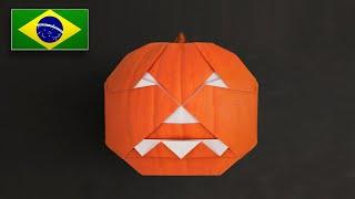 Origami Abóbora de Halloween Fácil - Instruções em Português PT-BR