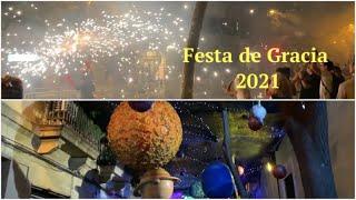 Festa de Gracia 2021 Праздник в Барселоне Огненное световое шоу