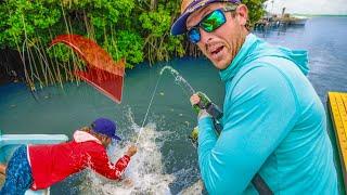 Catching ELUSIVE MONSTER FISH Living UNDER DOCKS INSANE POWER