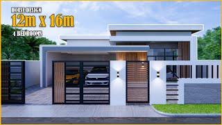 House Design  Simple House Design   12m x 16m with 4 Bedroom