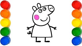 How to Draw Peppa Pig and her Family for Kids Toddlers Step by Step Easy Peppa Pig Drawing.