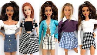 DIY 10 BARBIE IDEAS NO SEW NO GLUE  DIY Miniature Ideas for Barbie  Barbie Doll Clothes
