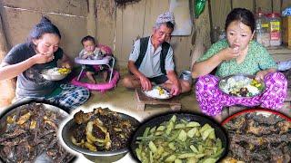 Buff Dry meat fry recipe  Potato Fry Recipe  Nepali food cooking & eating  Village kitchen