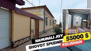 Shovot Spudnikda yashash uchun qulay namunali joy sotiladi. 55000 $ KELISHADI. YER MAYDONI 600 M2