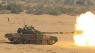 Indian Army T-72 CIA Battle Tanks in Action
