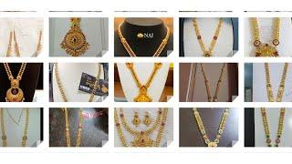 latest gold gundla mala deigns light weight gold dd balls chains  light weight long haram designs