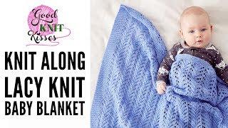 Knit Along Lacy Knit Baby Blanket with Bernat Baby Sport