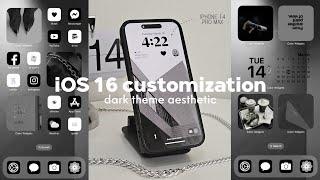 iOS16 Aesthetic Customization Dark Theme  widgets change icons tutorial