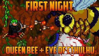 Terraria - Queen Bee & Eye of Cthulhu on the First Night Speedrun Challenge