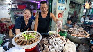 Quán Lòng Heo Bắc luộc và Giò heo giả cầy chính gốc Nam Định trời mưa khách ăn nườm nượp ở Sài Gòn