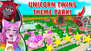 Making A UNICORN TWINS Themepark With MOODY Roblox