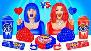 Red Food VS Blue Food Challenge  Mukbang with Only 1 Color Food Crazy War by RATATA BRILLIANT