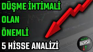 DÜŞME İHTİMALİ OLAN ÖNEMLİ 5 HİSSE ANALİZİ  TEKNİK ANALİZ