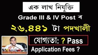 Assam Direct Recruitment Commission 2022 @Grade III & Grade IV Vacancy   1Lakh Vacancy Notification