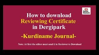 Download Reviewing Certificate in Dergipark