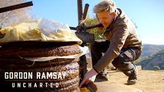 Gordon Ramsay Learns The Medieval Way Of Making Olive Oil  Gordon Ramsay Uncharted