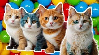 LAGU ANAK KUCING MEONG MEONG  Kucing Kucing Lucu Bermain Bola