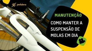 Suspensão de bike com molas. A manutenção é fácil. Pedaleria.