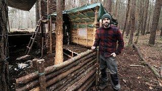 Bushcraft Camp Full Super Shelter Build from Start to Finish.