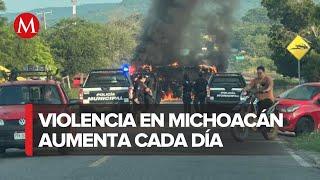 Reportan balaceras y quema de vehículos en Michoacán