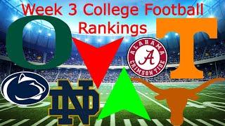 My Week 3 College Football Rankings  Updated Playoff Predictions