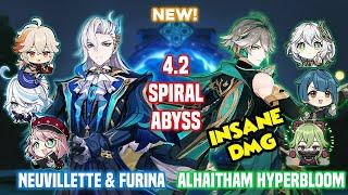 CRAZY DMG Neuvillette & Alhaitham 4.2 Abyss Speedrun