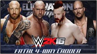 WWE 2K16 - Ryback Batista Sheamus Stone Cold Steve Austin - Fatal 4-Way Ladder Match