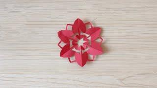 窗花剪纸教学，六瓣纸花的制作方法！Window paper cutting teaching six petal paper making method