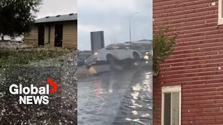 Calgary storm Large hail smashes windows damages cars and homes