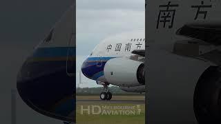 CLOSE UP China Southern Airlines Airbus A380 Takeoff at Amsterdam Airport