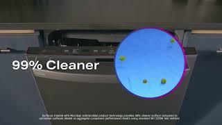 A cleaner dishwasher from GE Profile with an UltraFresh System plus Microban®