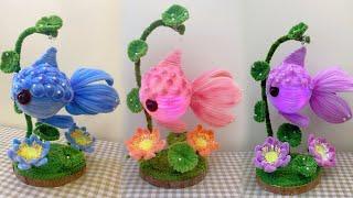 DIY Flower Lamp Beautiful Handmade Pipe Cleaner Flower Lamp - Home Decor Ideas - Pipe Cleaner Craft