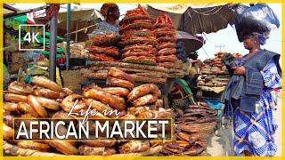 Lagos Nigeria 4k - Market Life - Buying Shea butter and shrimp in the most BUSY MARKET of AFRICA