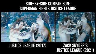 Justice League 2017 vs 2021 Comparison. Superman Fights Justice League Zack Snyder vs Joss Whedon