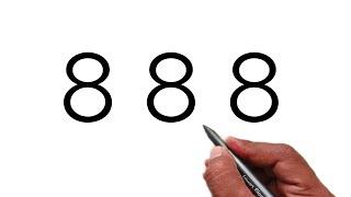 Beautiful drawing from 888 number  Easy drawing for beginners  Learn Number Drawing