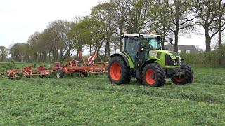 Gras schudden met Claas Arion 410 en Lely Lotus 900 schudder 2023