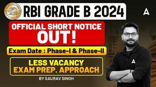 RBI Grade B 2024 Notification  RBI Grade B Less Vacancy Exam Preparation Approach