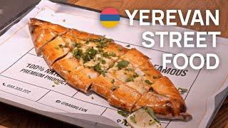 Street food — Yerevan  Armenia. Lamajo khachapuri kebab.