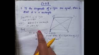 ch-8  Question-2  If the diagonals of a parallelogram are equal then show that it is a rectangle.