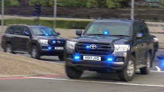 COUNTER TERRORISM TEAM CONVOY - ARMED Police Cars Fire Engines & Ambulances Responding in London