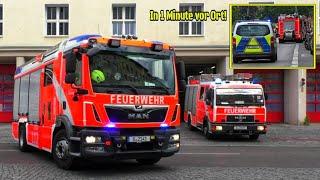 Brandeinsatz neben der Wache  Einsatzfahrt 》LHF + LHF-LFW + 2× EWA  Berliner Feuerwehr  FW-2500