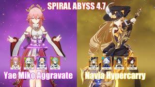 C0 Yae Miko Aggravate & C0 Navia Hypercarry  Spiral Abyss 4.7  Genshin Impact