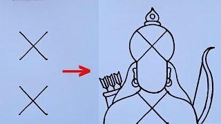 Lord Shree Ram drawing from 2×4 dots easy step by step  Shree Ram Navami Rangoli