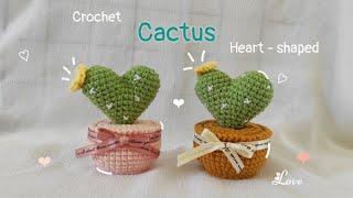 Crochet Heart - shaped Cactus #heart #cactus #crochet #handmade #diy #love #valentinesday