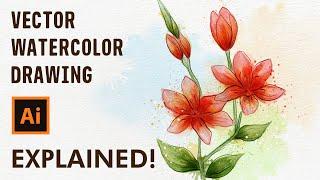 How to draw Watercolor Flowers - Adobe Illustrator Drawing Tutorial