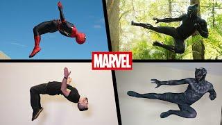 ALL Marvel Stunts In Real Life Spiderman Black Panther Deadpool