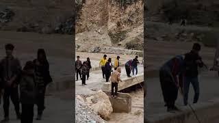 Terrible flood in Iran the rise of river water and the closing of the crossing bridge #Floodwater