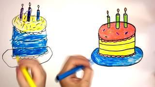 КАК РИСОВАТЬ ТОРТ НА ДЕНЬ РОЖДЕНИЕ How To Draw A Birthday Cake