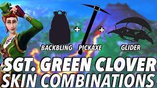 Sgt. Green Clover SKIN BEST BACKBLING + SKIN COMBOS Season 8 Fortnite 2019