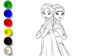 Elsa And Anna From Frozen Drawing Painting & Coloring For Kids and Toddlers_ Kids Art